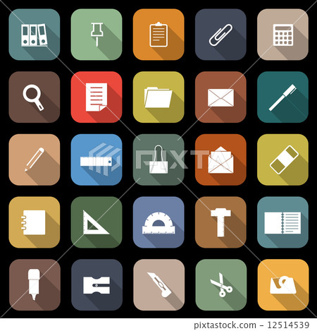 Stationary flat icons with long shadow 12514539