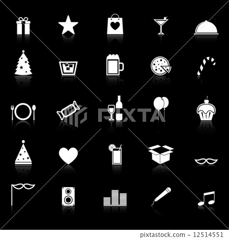 Party icons with reflect on black background Party icons with reflect on black background 12514551