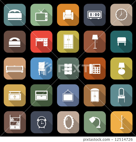 Bedroom flat icons with long shadow Bedroom flat icons with long shadow 12514726
