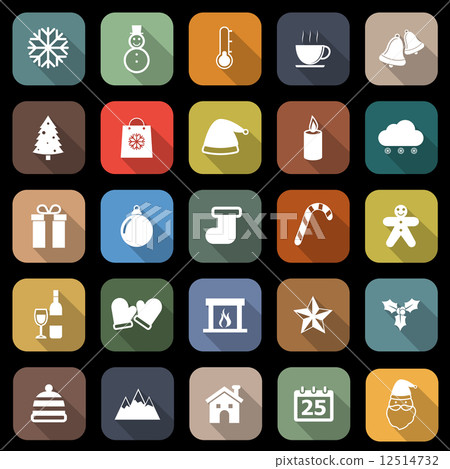 Winter flat icons with long shadow - Stock Illustration [12514732] - PIXTA