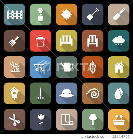 Gardening flat icons with long shadow Gardening flat icons with long shadow 12514765