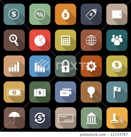 Finance flat icons with long shadow 12514767