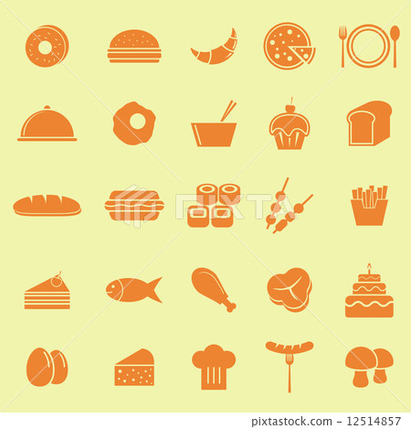 Food color icons on yellow background Food color icons on yellow background 12514857