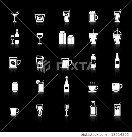 Drink icons with reflect on black background 12514865