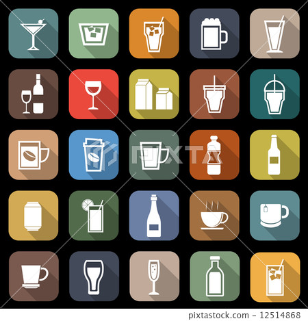 Drink flat icons with long shadow 12514868