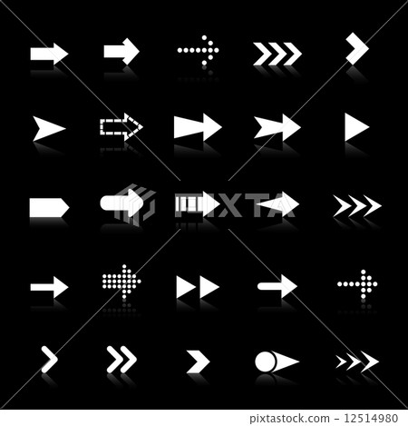 Arrow icons with reflect on black background 12514980