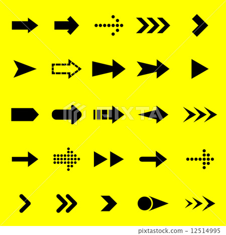 Arrow black icons on yellow background 12514995