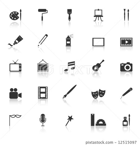 Art icons with reflect on white background 12515097