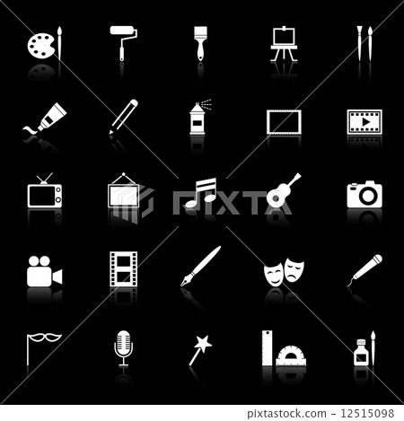 Art icons with reflect on black background Art icons with reflect on black background 12515098