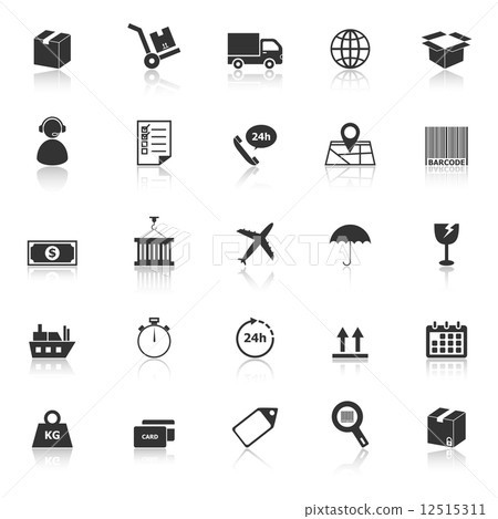 Logistics icons with reflect on white background Logistics icons with reflect on white background 12515311