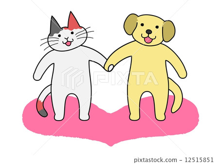 一隻狗和一隻貓牽手 12515851