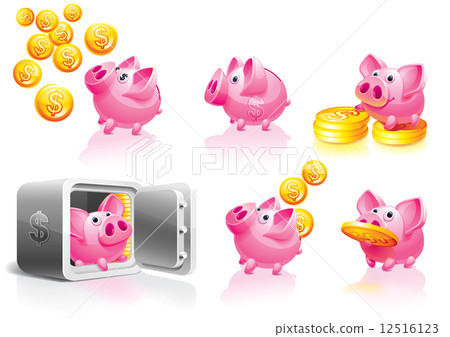 Happy Piggy Bank with coins set Happy Piggy Bank with coins set 12516123