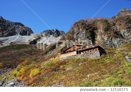 Landscape of autumn and mountain huts Landscape of autumn and mountain huts 12516573