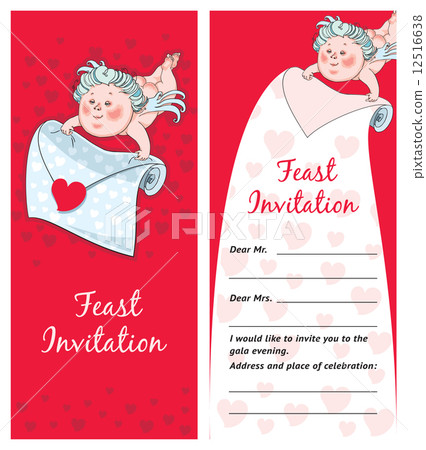 Cupid with a letter, Valentine`s day postcard, Invitation Cupid with a letter, Valentine`s day postcard, Invitation 12516638