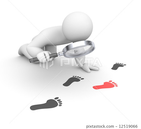 Person examines footprints Person examines footprints 12519066