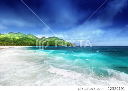 beach at Mahe island, Seychelles 12520191