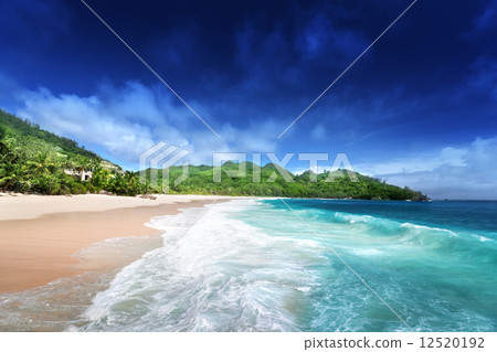 beach at Mahe island, Seychelles 12520192