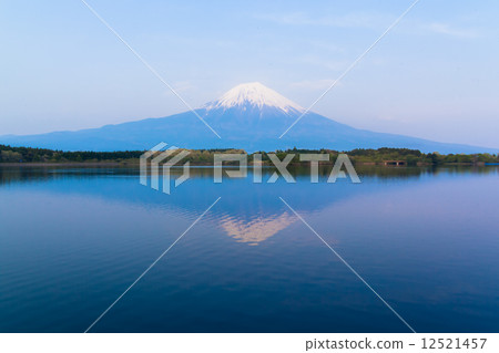 Upside down Fuji reflected on the lake Upside down Fuji reflected on the lake 12521457