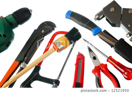 Set of working tools, it is isolated on a white background Set of working tools, it is isolated on a white background 12521950