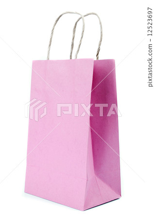Pink Paper bag on white background Pink Paper bag on white background 12523697