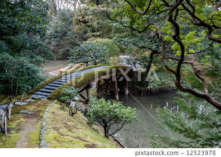 Katsura Rikyu Song Shinkotei Moss鵝卵石和橋樑 12523978