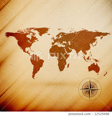 World map, wooden design texture, vector illustration 12529486