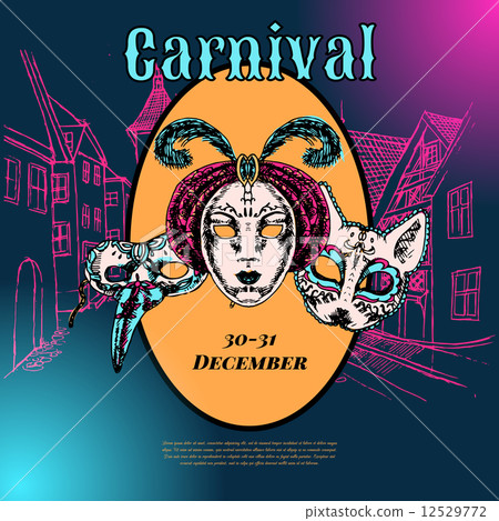 Venetian carnival mask composition poster Venetian carnival mask composition poster 12529772