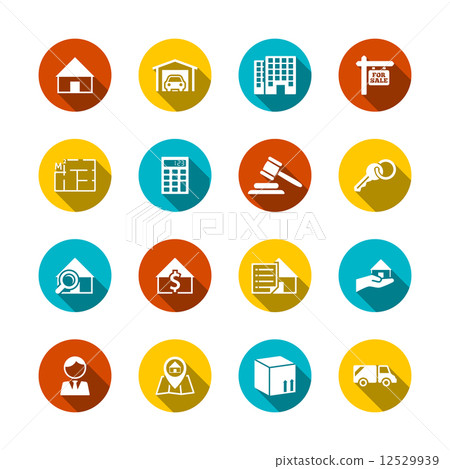 Real Estate Flat Icons - Stock Illustration [12529939] - PIXTA