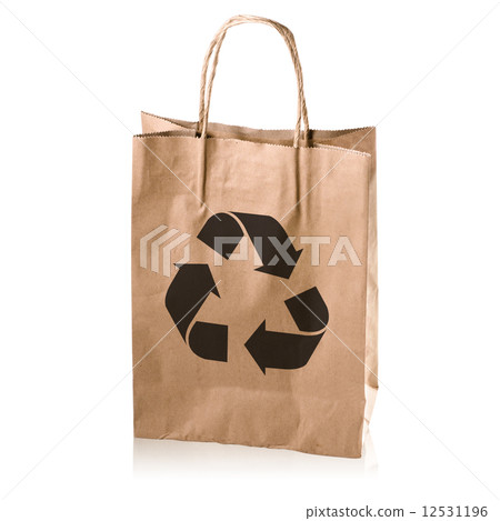 brown kraft paper bag with copy space on a white background brown kraft paper bag with copy space on a white background 12531196