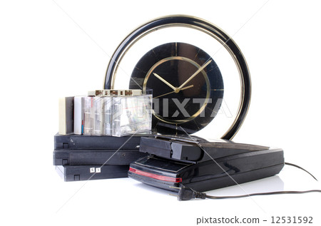 Video Cassette and Vintage VHS Rewinder Video Cassette and Vintage VHS Rewinder 12531592