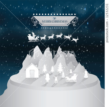Merry christmas message vector with cute illustrations 12532231