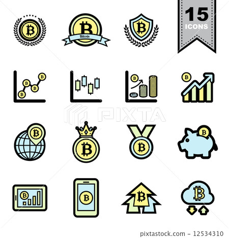 Bitcoin Line icons set - Stock Illustration [12534310] - PIXTA