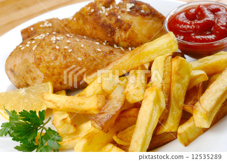 Fried chicken with potato 12535289