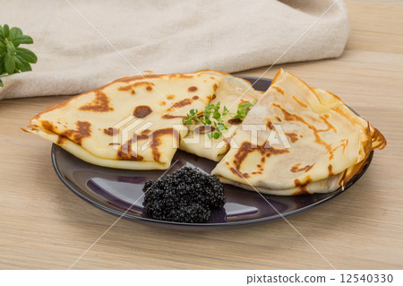 Pancakes with black caviar Pancakes with black caviar 12540330