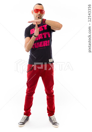 model isolated on plain background hand gesture break sign model isolated on plain background hand gesture break sign 12543356