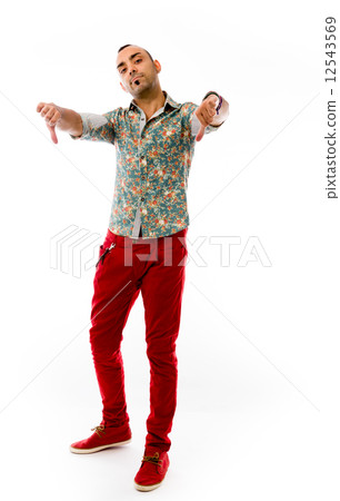 negative model showing thumbs down negative model showing thumbs down 12543569