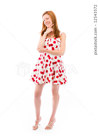model isolated on plain background thinking model isolated on plain background thinking 12543572