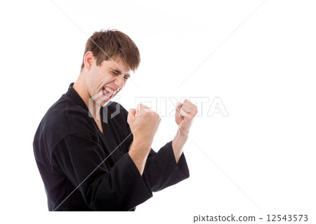 model isolated on plain background victory confident model isolated on plain background victory confident 12543573