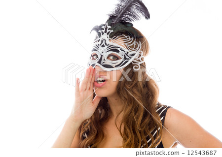 model isolated on plain background calling shouting 12543687