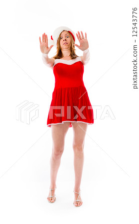 model isolated on plain background stop sign with hands 12543776