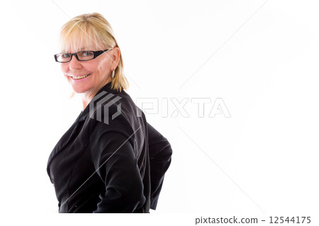 model isolated on plain background back turning around 12544175