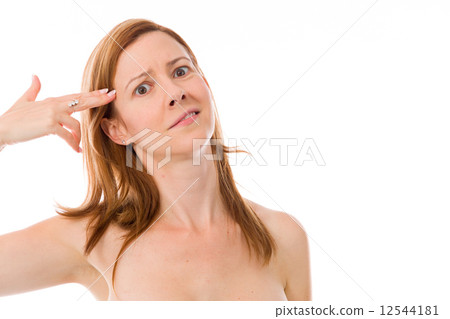 model isolated on plain background hand gesture gun 12544181