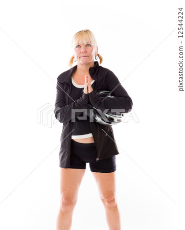 model isolated on plain background praying wishing model isolated on plain background praying wishing 12544224