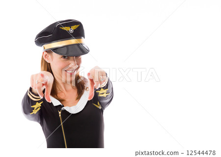 model isolated on plain background fingers pointing to camera 12544478