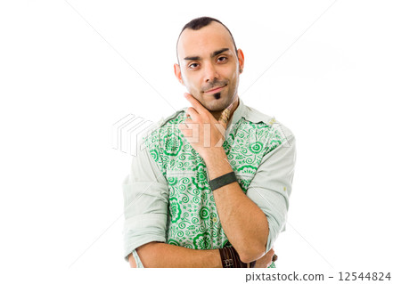 model isolated on plain background thinking 12544824