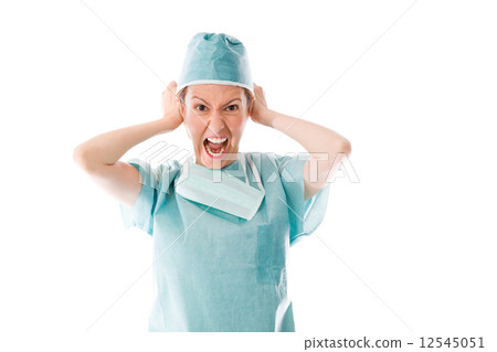 model isolated on plain background stressed upset pulling hairs model isolated on plain background stressed upset pulling hairs 12545051