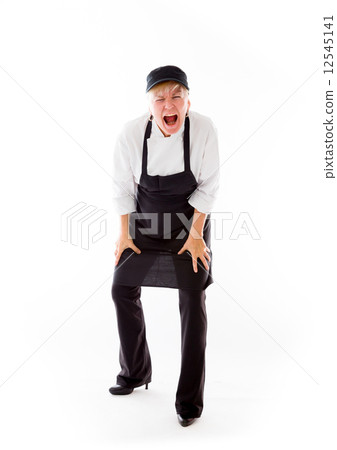model isolated on plain background furious screaming 12545141