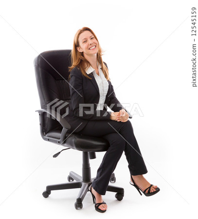 model isolated on plain background happy smiling arms crossed 12545159