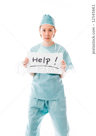 model isolated on white holding a sign model isolated on white holding a sign 12545661