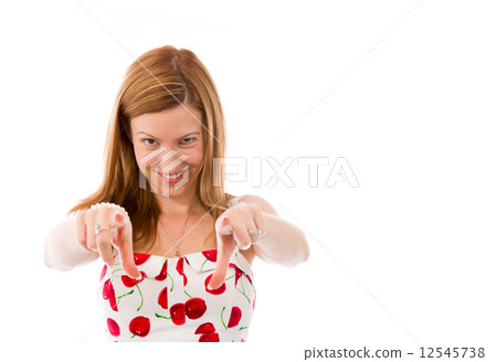 model isolated on plain background fingers pointing to camera 12545738